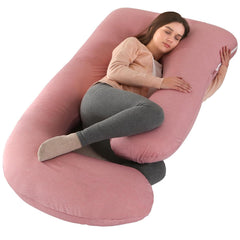 Pregnancy Pillow For Sleeping, Body Pillows For Adults, Adjustable, Dark Peach | Maternity Pillow With Cooling Removable Cover | Pillow For Back, Legs, Belly, Hips For Pregnant Women