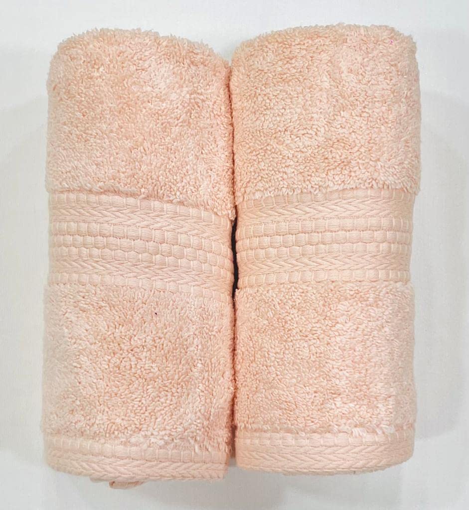 Bombay Dyeing Ultrx Zero Twist Plain Cotton Hand Towel 400 Gsm (Peach)- 2 Piece