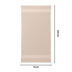 Haus & Kinder Maple Waffle Bath Towel 220 Gsm | Honeycomb Large Size Bathing Towels 100% Cotton Towel For Men & Women (Solid Beige)