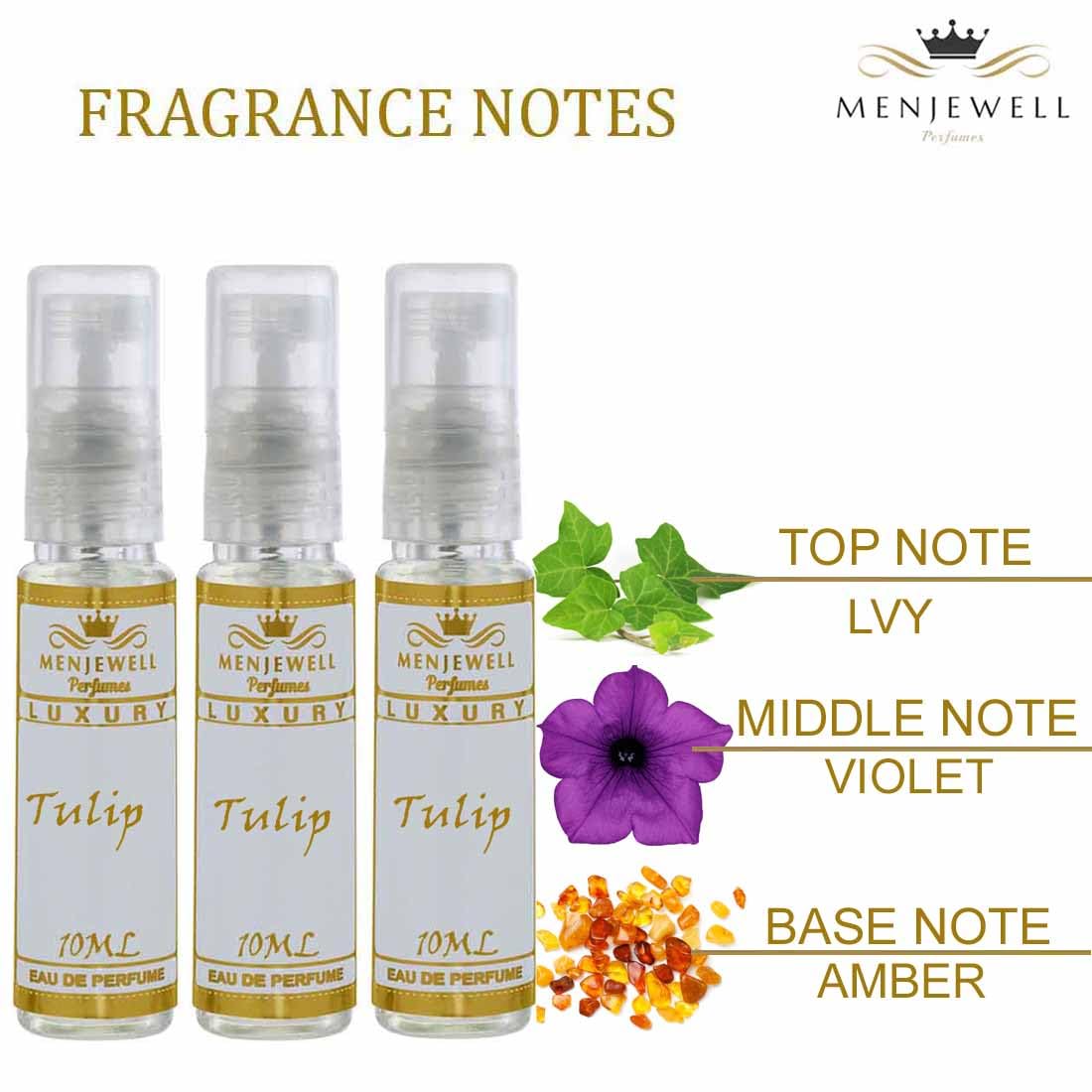 Menjewell Pack Of 3 Tulip Perfume For Women 0.3 Fl.oz. Each | Fragrance Spray | Eau De Parfum | Perfume Gift Set For Her