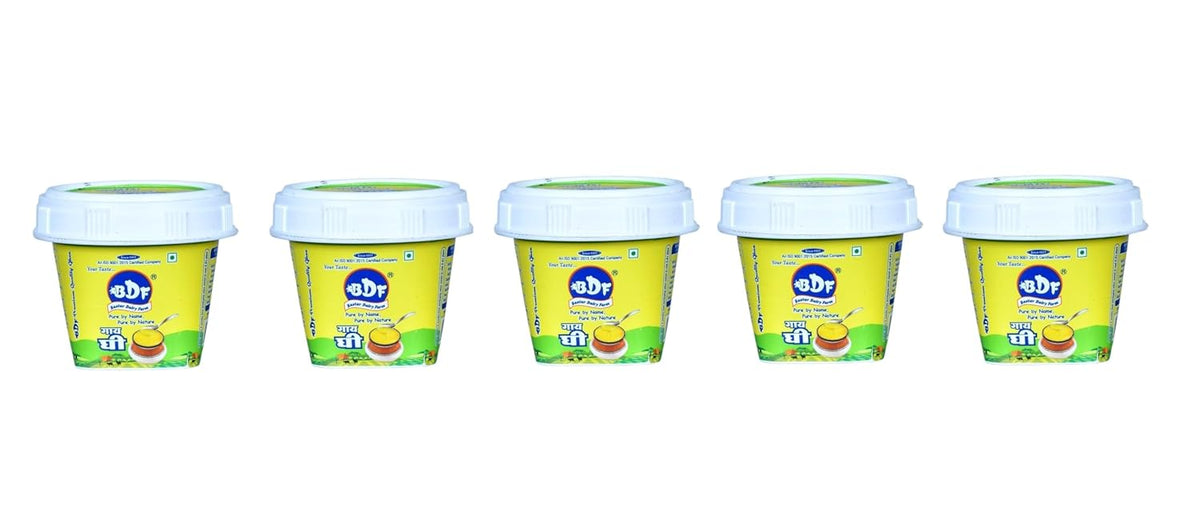 Premium Cow Ghee By Bastar Dairy Farm | Rich In Vitamins & Minerals Healthy Pure Desi Ghee Good For Roast Makhana | 250ml (50ml * 5) 8.4 Ounce | Bucket