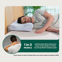 Memory Foam Orthopedic Pillow, Extra Neck Support, Bed Pillow For Sleeping - 22.5 L X 14 W X 4 H Inch | Removable Pillow Cover, Cervical Pillow, Eco-Friendly, Adjustable Pillow