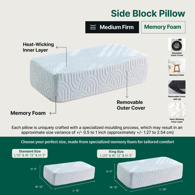 Memory Foam Pillow, Orthopedic Pillow For Sleeping, For Pain Relief, King Size - 24 L X 12 W X 5 H Inch | Rectangle Shape, Adjustable, Bed Pillow, Lap Pillow, Travel & Portable Pillow