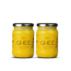Natural Premium A2 Gir Cow Bilona Desi Ghee By Aumilk | Rich In Nutrients Healthy Desi Cow Ghee For Helps Improve Digestion | 500ml (250ml * 2) 16.9 Ounce | Jar Pack