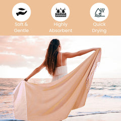 Destin Home Turkish Peshtemal Beach Towels 1.5 Kg | Cotton Soft, Lightweight, Quick-Drying & Absorbent For Beach Pool Spa Picnic Travel (Yellow)- Set Of 4