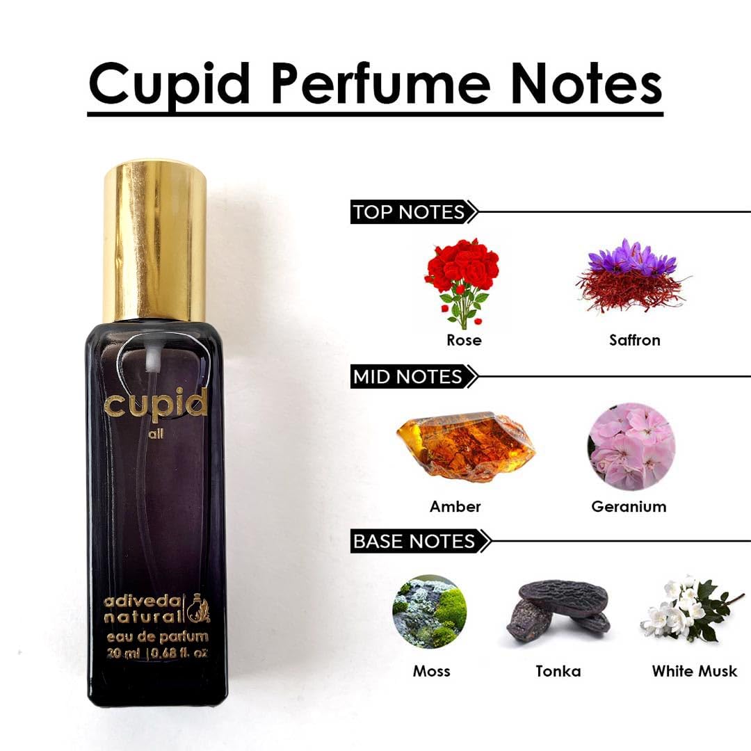 Adiveda Natural Cupid & Revive Eau De Parfum Each 20ml 0.68 Fl.oz. White Oud , Woody & Musky Unisex Pocket Perfume For All  Combo Of 2