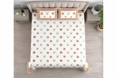 Hand Printed Cotton Bedsheet For King Size With 2 Pillow Covers | 93 X 108 Inches, Cream & Red | Ultra-Soft & Skin-Safe | Breathable Summer Comfort
