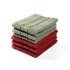 Akiko Home 100% Cotton Essential Series Hand Towels 1200 Gsm | Soft, Absorbent & Durable, Cotton Hand Towel For Bathroom Use, Gentle On Skin- Pack Of 6 (Green & Maroon)