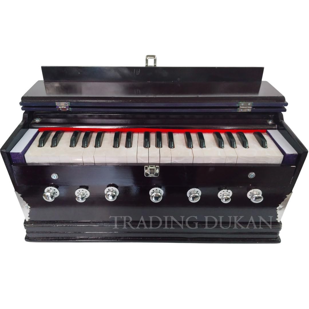 Musical Instrument Harmonium - 7 Stoppers, 39 Smooth Conditioned Keys, Double Bellow, Two Reeds (Base- Male) | Compact & Portable Design