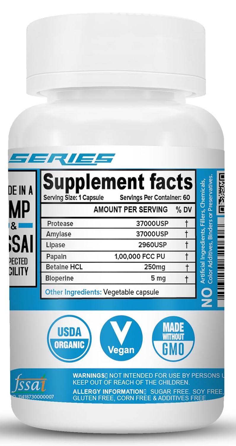 Nutrija Complete Digestive Enzymes Full Spectrum Digestive Enzyme Supplement | 60 Capsules, 100gm 0.2lbs