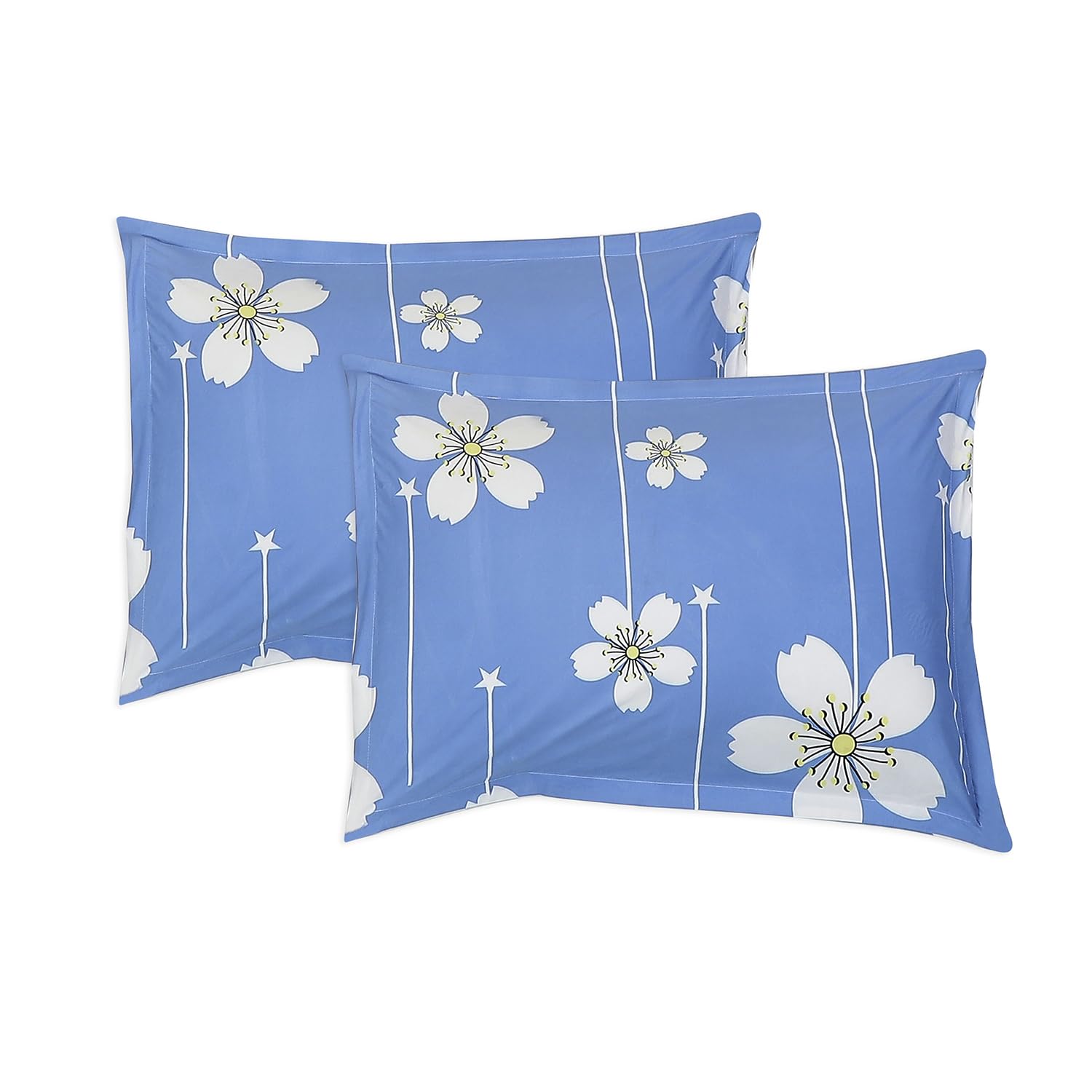 Cotton Rich Double Bedsheet With 2 Pillow Covers - 82 X 84 Inches, Sky Blue & White | Skin Friendly Fabric For Everyday Comfort - Perfect Gifting For Wedding Anniversary