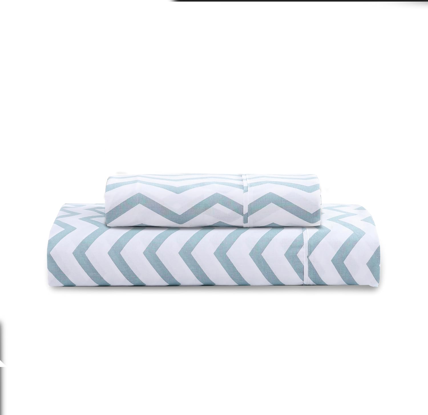 Breathable Cotton Flat Bedsheets With Pillow Cover - 60 X 90 Inches, White & Blue | Looking For Everyday Bedding | Softness Every Night | 144 Thread Count