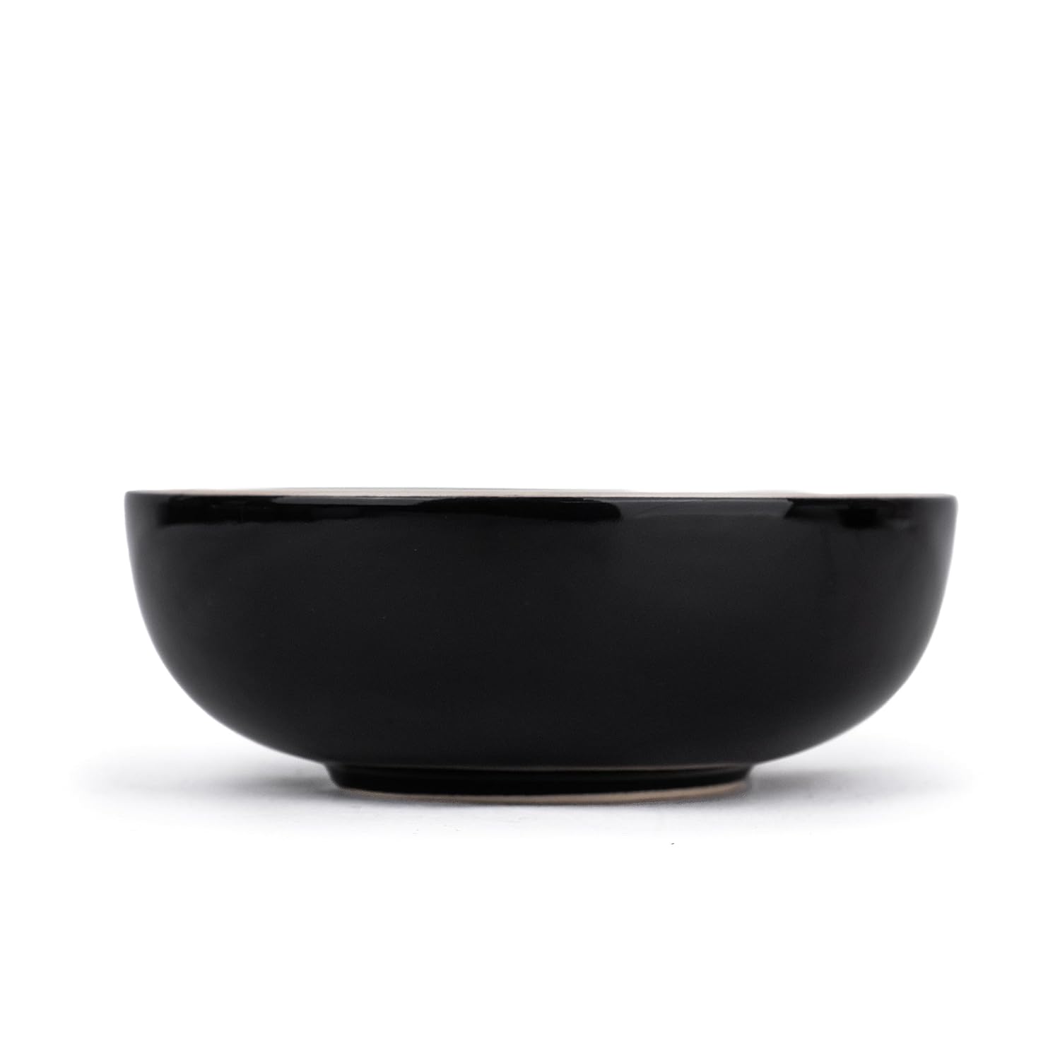 Ceramic Pasta Bowl Set Of 2 Pieces - 18cm, Black, 800ml Each | Stoneware Ceramic Serving Bowls | Pasta Plate - Deep Plate | Ceramic Bowl With Glossy Finish - Pasta Serving Plate