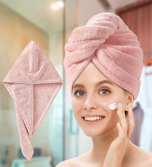 Fezora Hair Towel Wrap For Women (Pack Of 2) | Quick-Dry Microfiber Hair Turban With Elastic Loop | Super Absorbent Hair Drying Towel For Ladies & Girls (Orange & Purple)