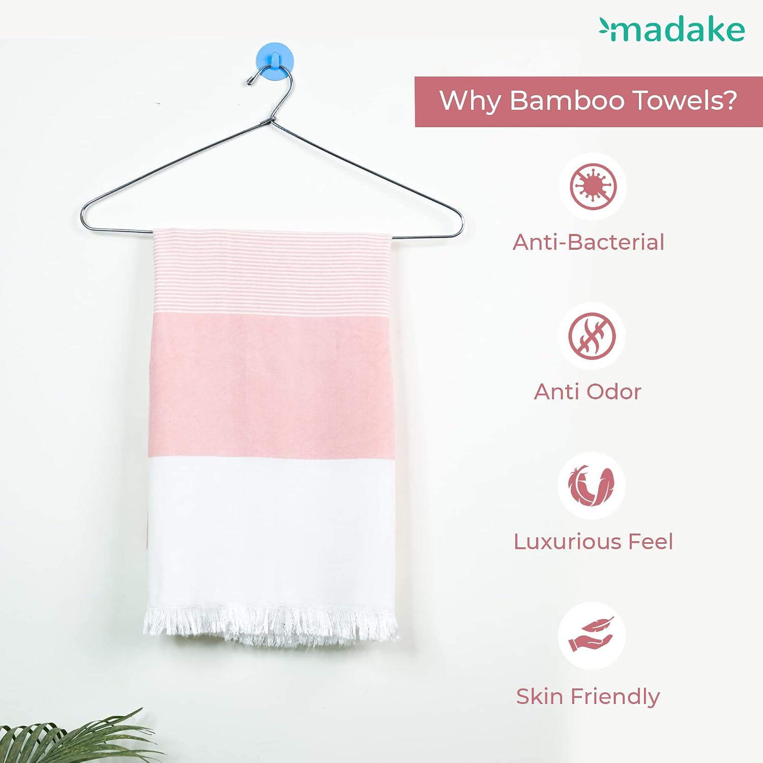 Madake Bamboo Ultra Soft & Thin Turkish Towel 454 Gsm | Quick Dry, Super Absorbent | Extra Large Bath Towel For Men & Women (Peach Melba)