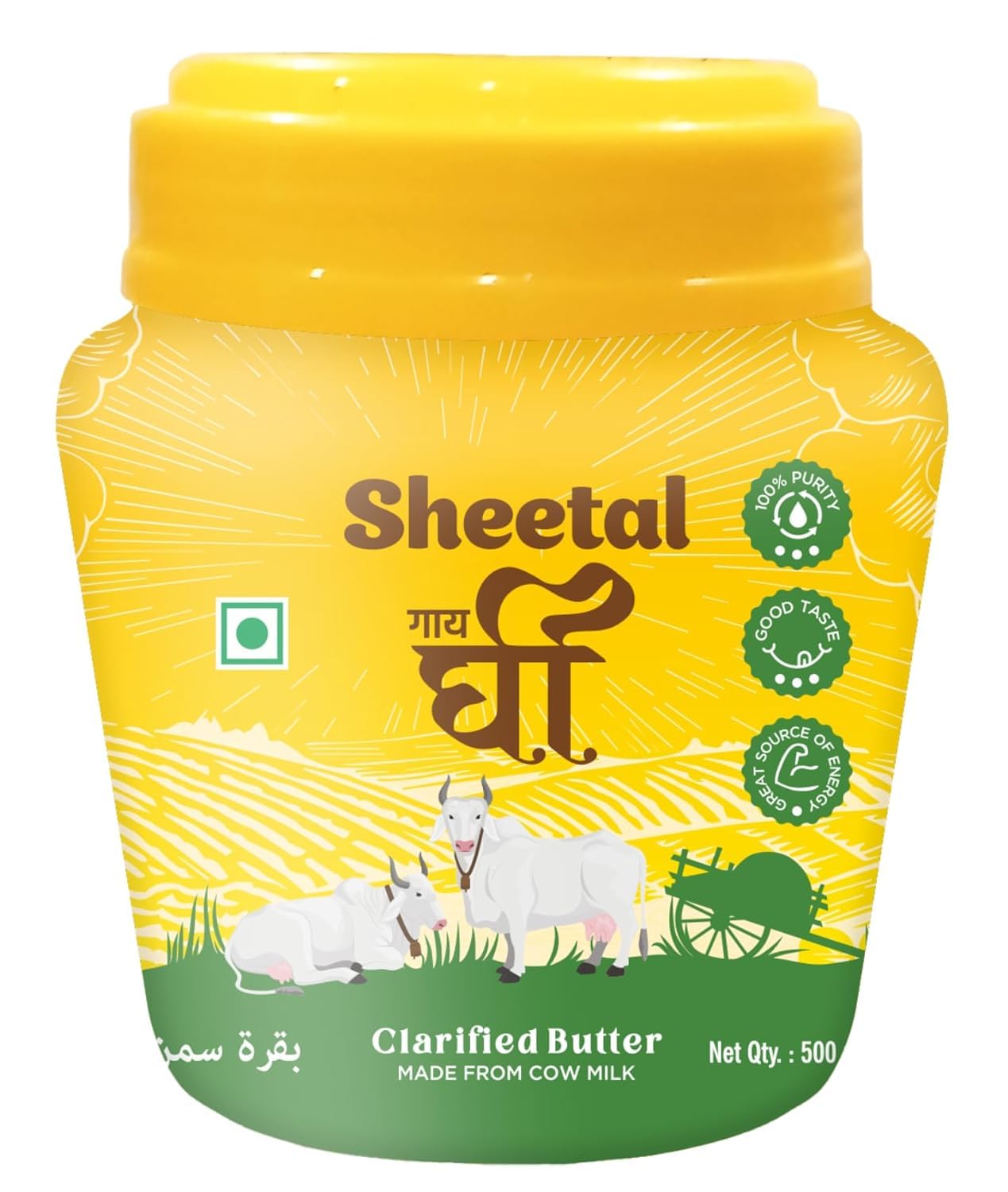 Organic Cow Ghee By Sheetal | Delicious & Nutritious Healthy Desi Cow Ghee Ideal For Spreading On Bread | (500ml) 16.9 Ounce | Jar Pack