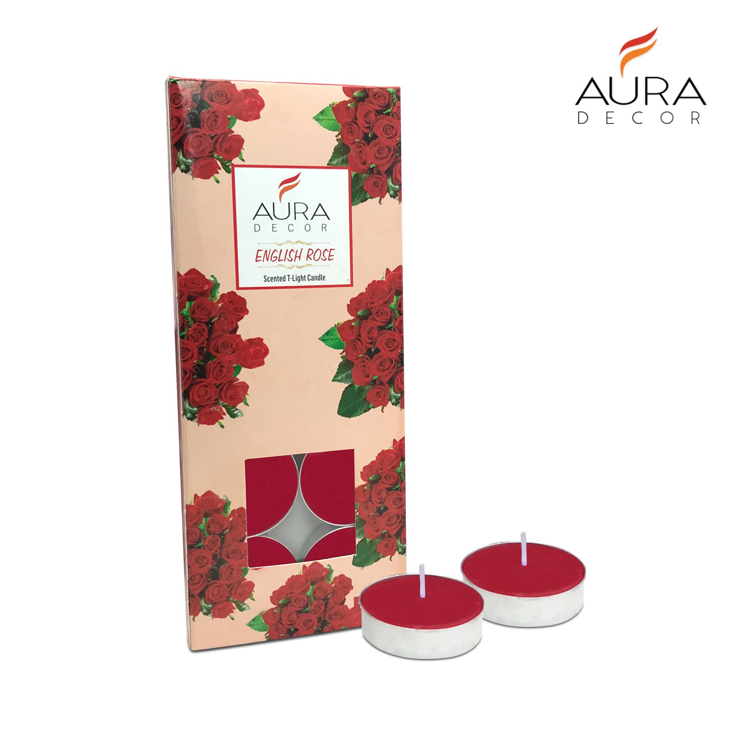 TEALIGHT CANDLE ENGLISH ROSE, PARAFFIN WAX | 3 HOUR BURNING TIME PACK OF 10