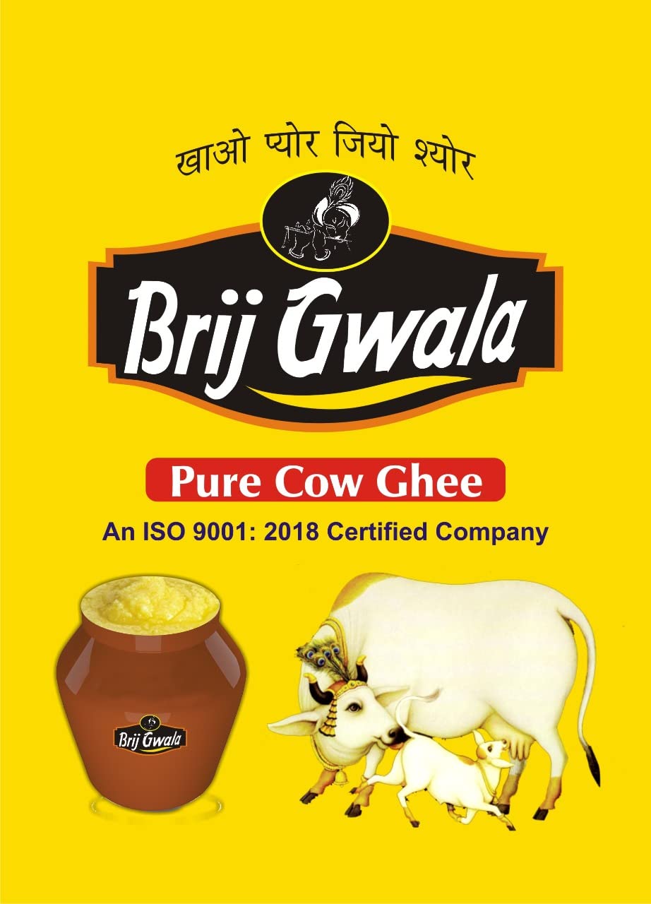 Premium Desi Cow Ghee By Brij Gwala | Good Source Of Energy Healthy Nutrients Desi Cow Ghee Perfect For Boost Immunity | (1 Liters) 33.8 Ounce | Box Pack
