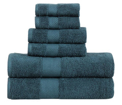 Fash Home International Micro Twist 2 Bath +2 Hand + 2 Face Towel 1200 Gsm | Pack Of 6 (Peacock Blue)