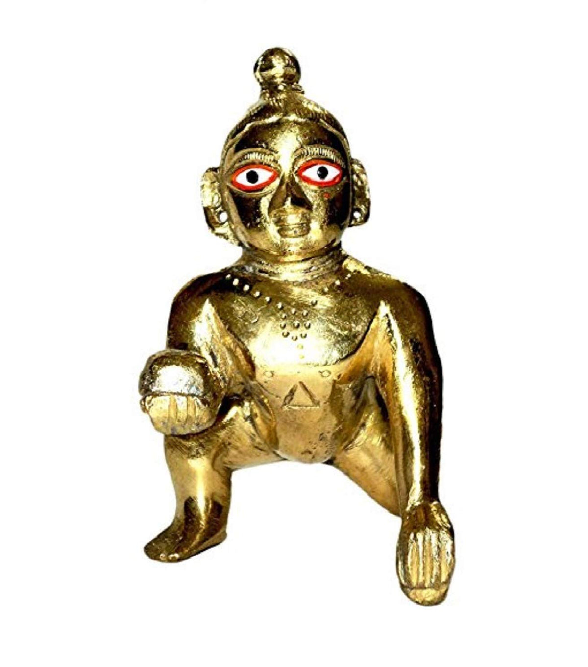 Beautiful Handcrafted Laddu Gopal Statue, Bal Krishna Idol, Brass, Gold - 10 Cm, Golden Handmade Idol, Traditional Deign, Home Décor, Kanha Jii Murti, God Idol - 1 Piece