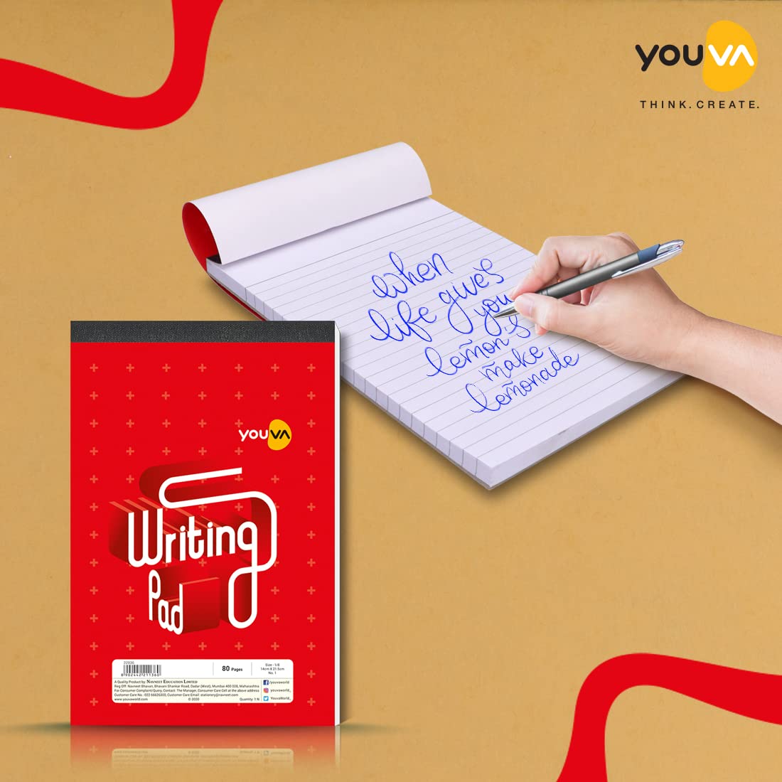 Patti Bound, Writing Pad, Single Line, 80 Pages, High-Quality Paper For Smooth Writing, 12Pcs
