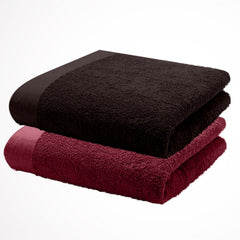 Home Plus Studio 100% Cotton Fade Resistant Bath Towel 1200 Gsm | For Bath Travel, Gym, Beach, Pool & Yoga (Maroon & Brown) - 2 Pcs