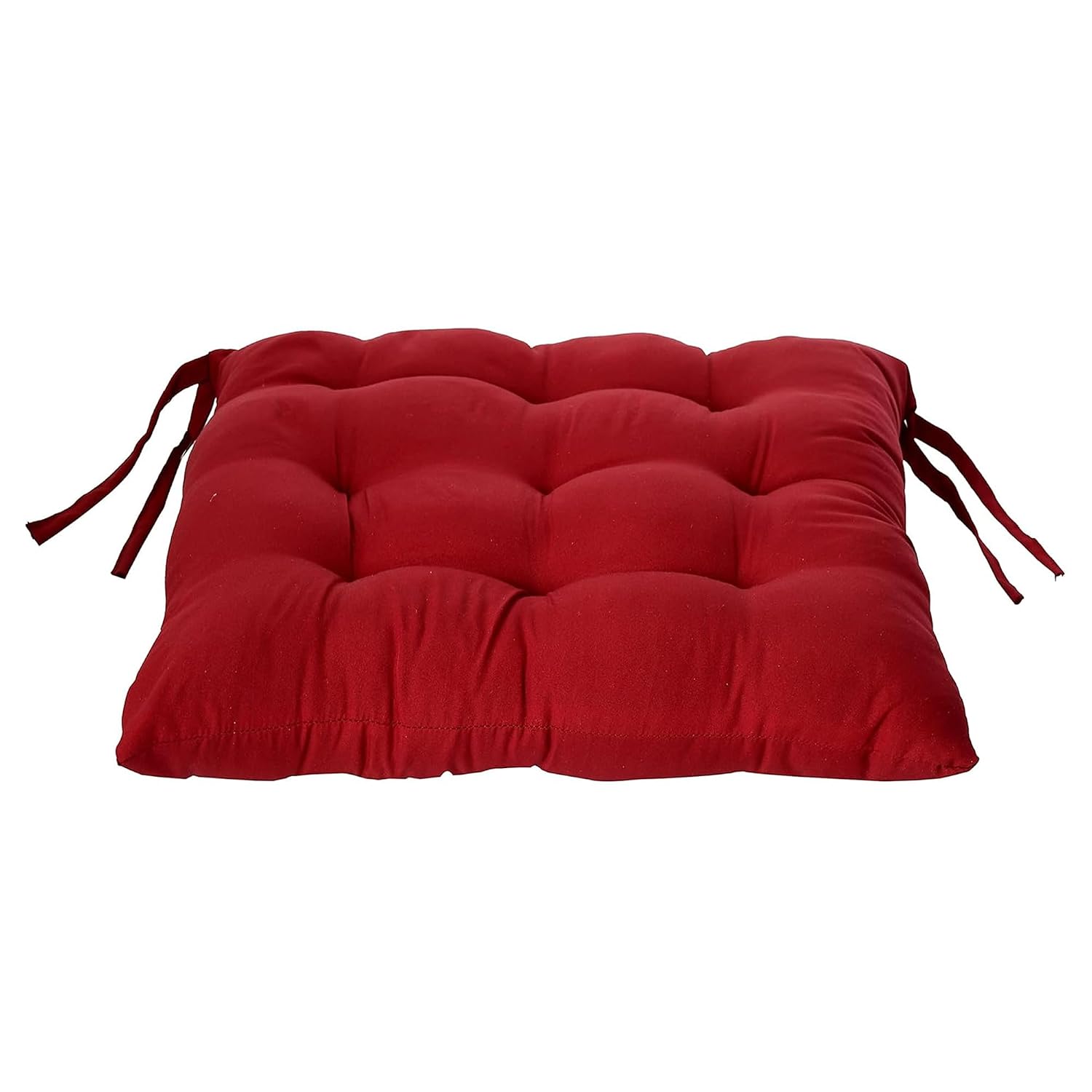 Chair Cushion Pad, Soft & Comfortable Sitting, Chair Pad - Maroon | Microfiber Square Chair Pad With Ties | Chair Seat Cushion For Office & Home | Furniture Cushion, Washable - Pack Of 4