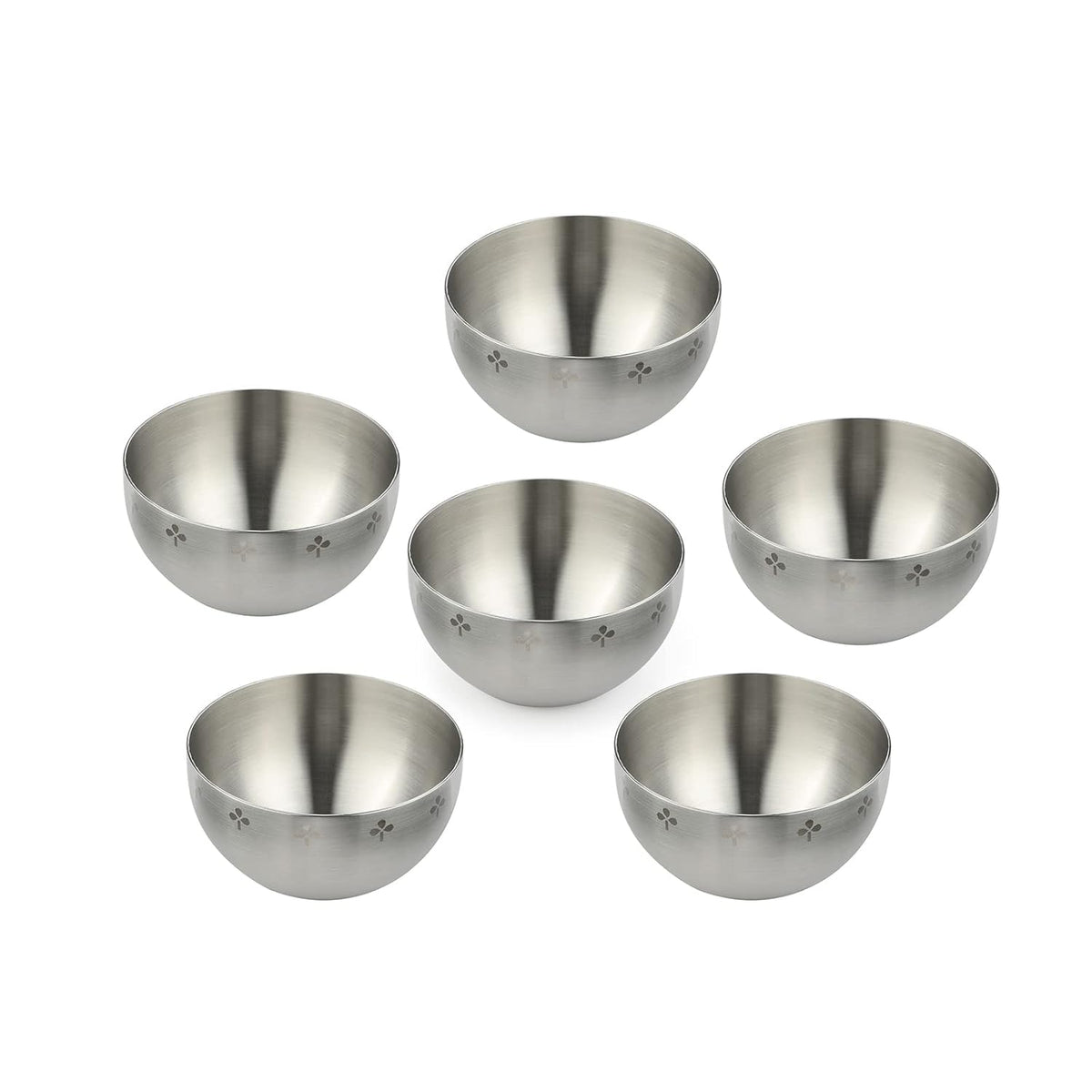 Designer Chrome Stainless Steel Katori Set Of 6 - Zenith Series | Luxury Gift Collection - Multipurpose Vati & Bowl | Dishwasher Safe - Dinnerware & Tableware