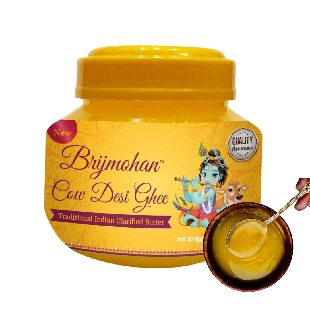 100% Pure Cow Desi Ghee By Brijmohan | Rich In Calcium & Minerals Healthy Desi Cow Ghee Good For Bones Health | (500ml) 16.9 Ounce | Jar Pack