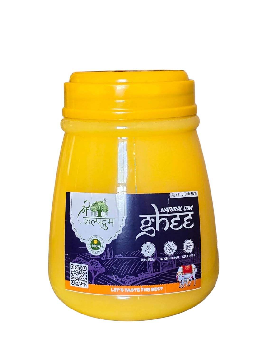 100% Natural Cow Ghee By Shri Kalpadruma | Rich In Vitamin A & Healthy Nutrients Desi Ghee Perfect For Weight Loss | (1 Litr) 33.8 Ounce | Jar Pack