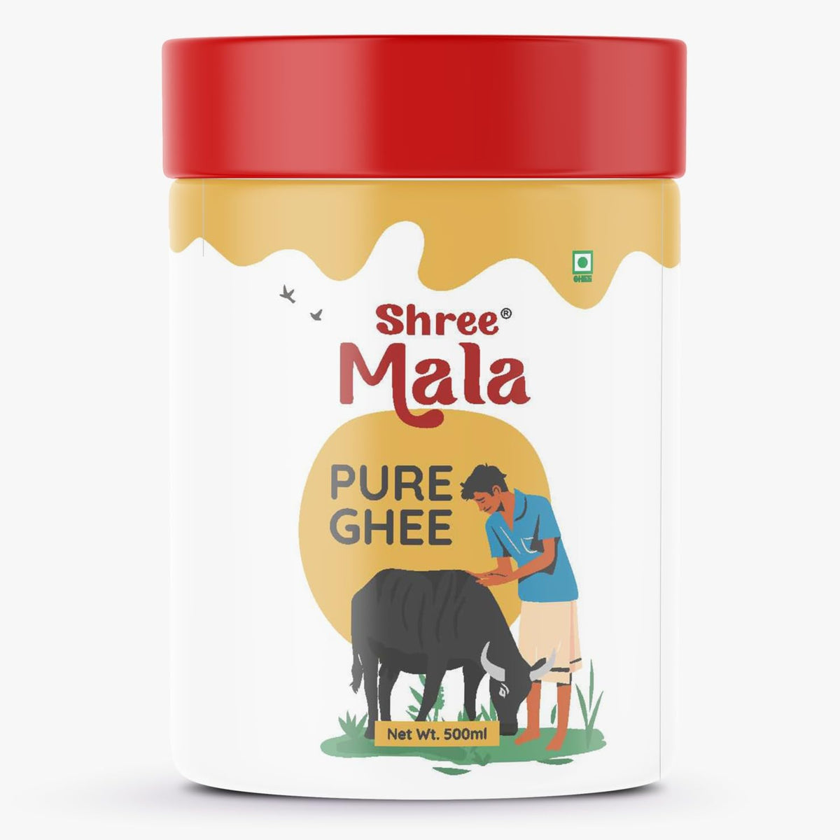 100% Pure Cow Ghee By Shreemala | Rich In Vitamins A, D, E & K Healthy Desi Ghee Good For Supports Overall Health | (500ml) 16.9 Ounce | Jar Pack