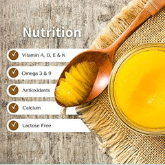Premium A2 Cow Desi Ghee By Earthen Story | Ancient Bilona Method | Cultured Desi Ghee Good For Brain Health | (1 Litre) 33.8 Ounce | Jar Pack