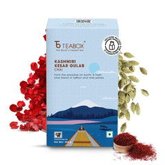 Teabox Kashmiri Kesar Gulab Chai Tea - 250gm, 8.8 Ounce | Mixed With The World'S Rarest Saffron & Light Scented Roses - From The Everlasting Beauty Of The Kashmir Valley | Medium Caffeine