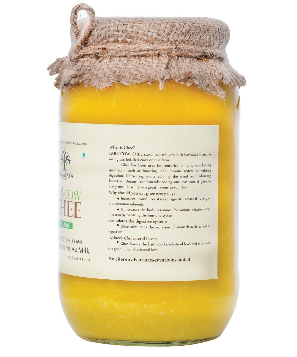 100% Pure Organic Desi Gir Cow Ghee By Vanalaya | Rich Source Of Vitamin A & Healthy Delicious Pure Desi Ghee | (1 Litr) 33.8 Ounce | Jar Pack