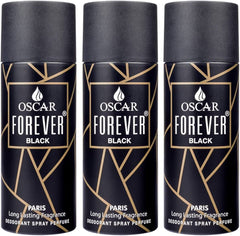 Oscar Forever Black Deodorant Spray Perfume | Long Lasting Woody Aromatic Fragrance | Everyday Body Deodorant Spray | Skin Friendly Deodorant Spray Perfume For Men | 150ml 5 Fl.oz. Each Pack Of 3