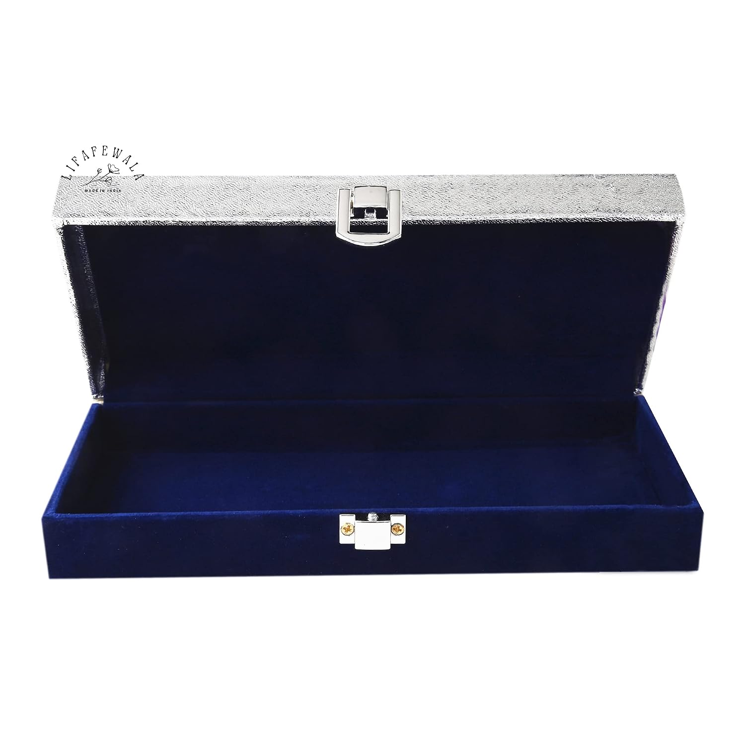 Designer Rectangular Shaped Best Wishes Cash Box, Shagun Box, Gift Box, Gaddi Box, Jewellery Box, Shagun Envelope In Floral Design, Colour - Silver