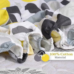 Printed King Size Double Bedsheet With 2 Pillow Cover For Bedroom | 72 X 78 + 9 Inches, Grey & White - All Around Elastic Fitted | Ideal For Everyday Use