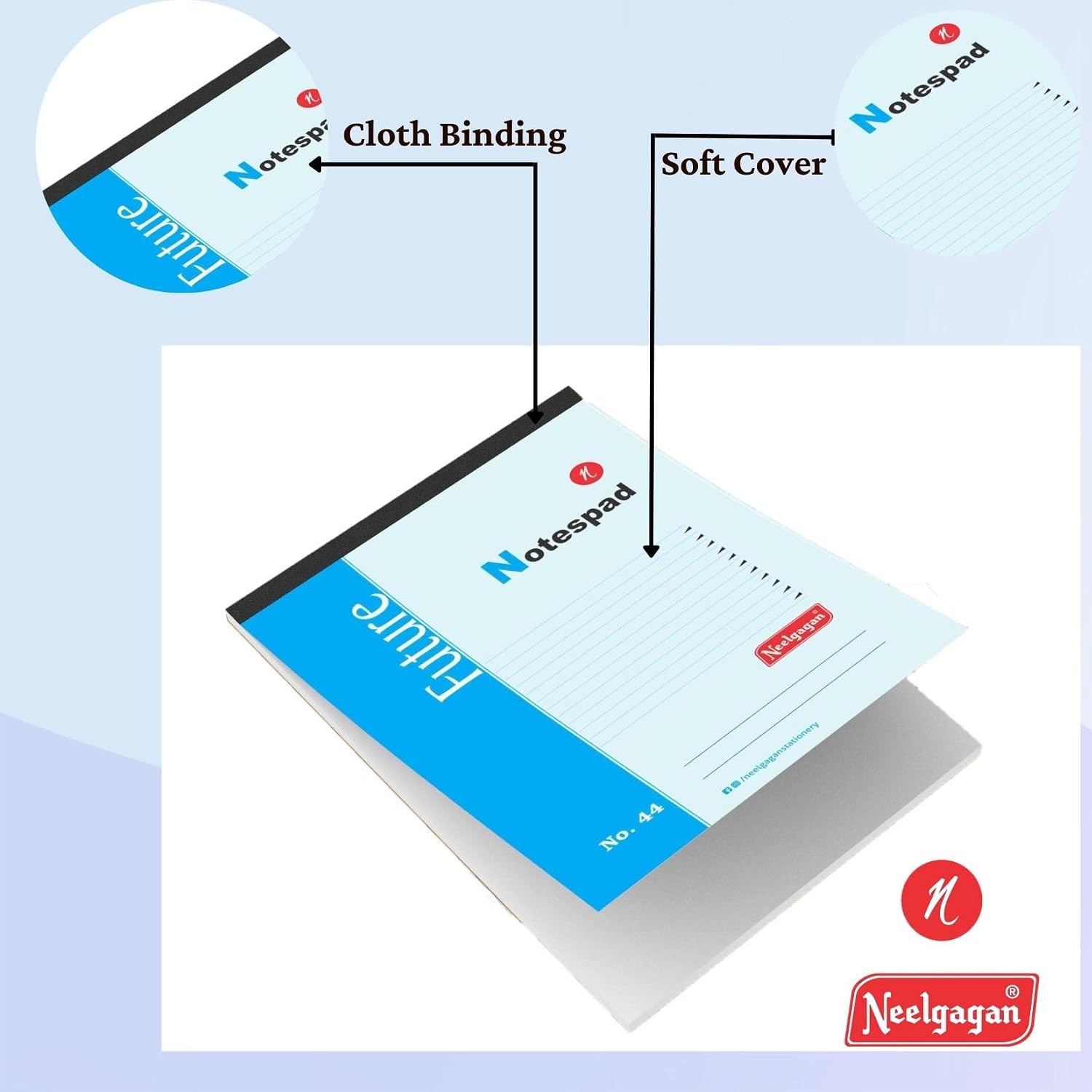 Slip Pad No.44, Plain With 80 Sheet 160 Pages, Portable Design, Easy To Carry, Pack Of 5