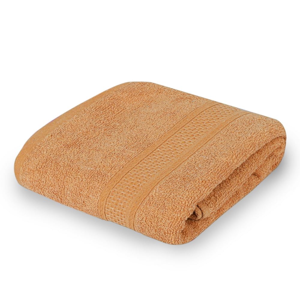 Fezora 100% Cotton Bath Towel 450 Gsm | Ultra Soft, Quick Dry, High Absorbency, Skin-Friendly Large Size Bath Towel (Light Brown)