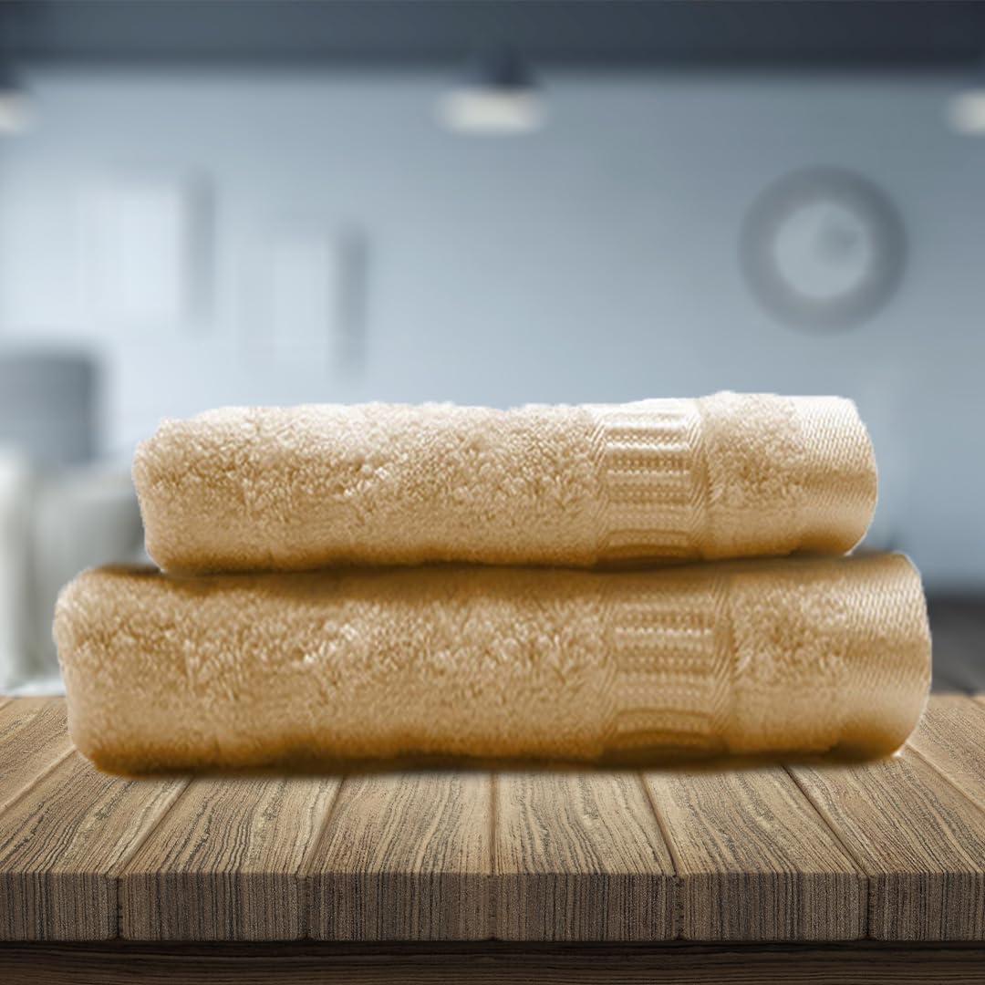 Mush 100% Bamboo Face & Hand Towel 450 Gsm | Ultra Soft, Absorbent, Quick Dry Towels For Facewash, Gym, Pool, Sports, & Travel - Golden Brown (Pack Of 2)