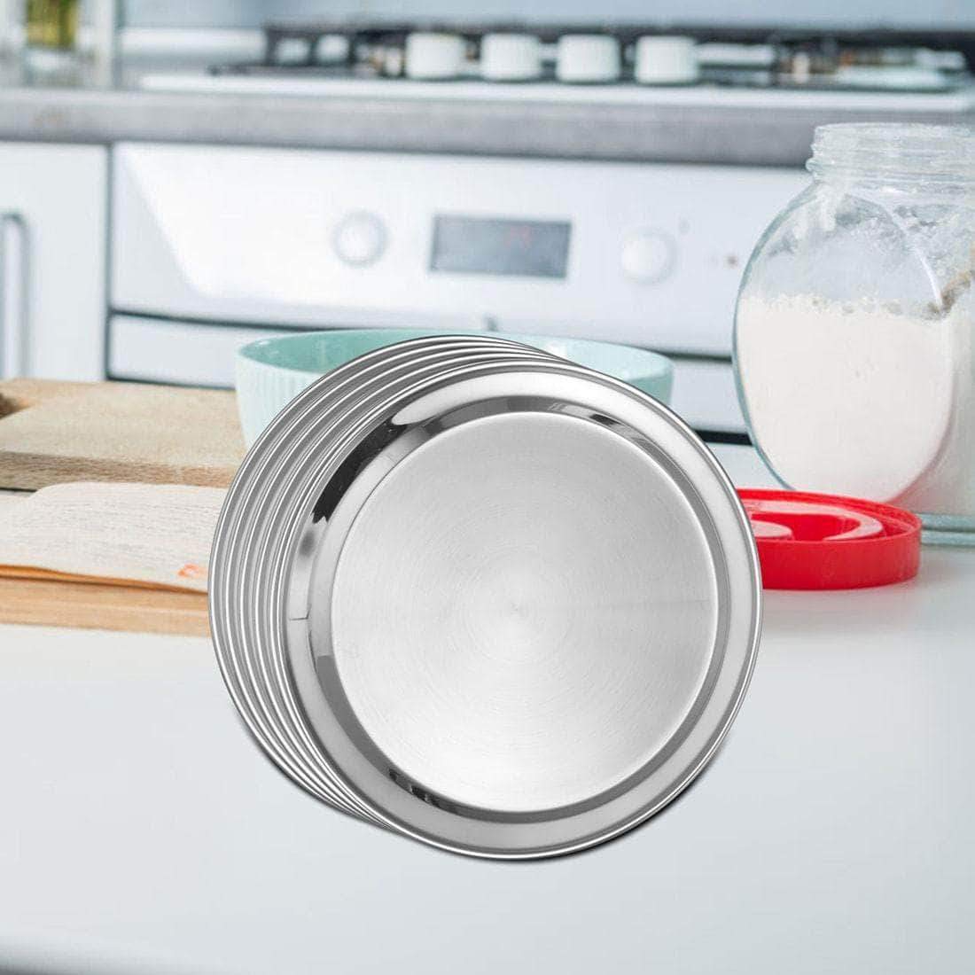 Stainless Steel Majestic Full Plate Set Of 6 Piece - Silver | Easy To Clean & Dishwasher Safe