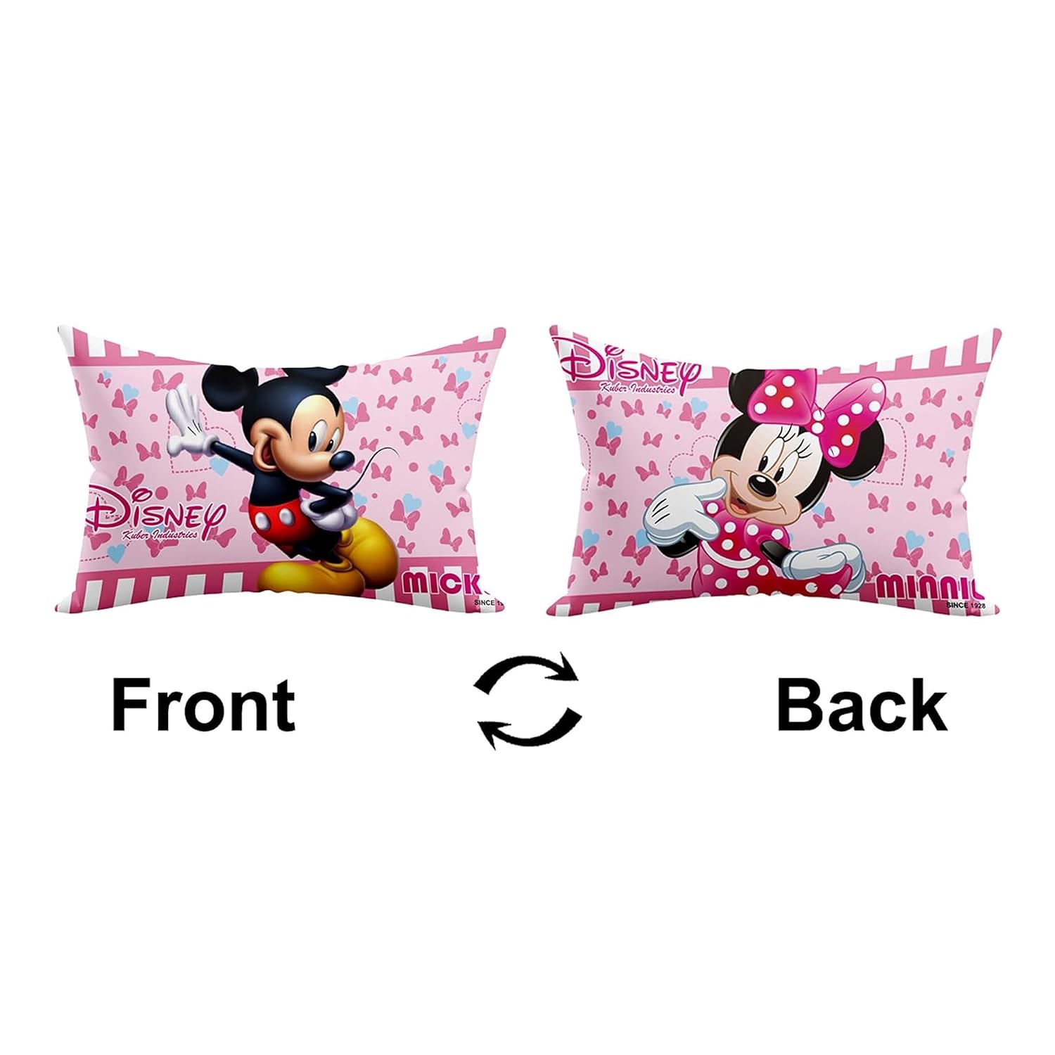 Kid's Disney Mickey & Minnie Pillow For Sleeping, Pink - 12 X 18 Inches | Cozy & Fluffy Super Soft Pillow | Suitable For All Sleepers, Multipurpose & Comfortable, Breathable - 1 Pcs