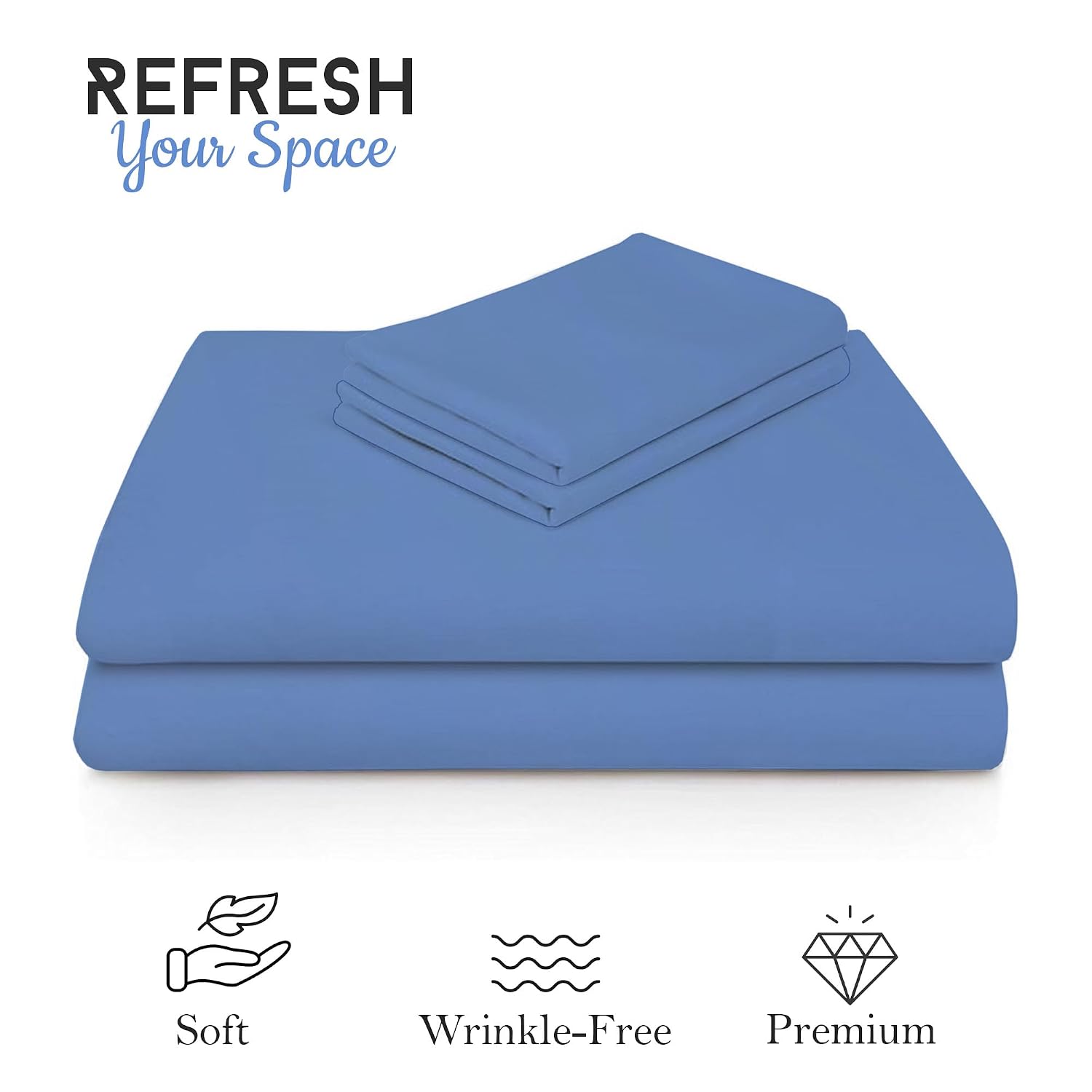 Queen Size Solid Plain Bedsheet Set Includes 2 Pillow Covers - 90 X 95 Inches, Sky Blue | Exceptional Softness & Breathability | Premium Microfiber Material