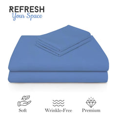Queen Size Solid Plain Bedsheet Set Includes 2 Pillow Covers - 90 X 95 Inches, Sky Blue | Exceptional Softness & Breathability | Premium Microfiber Material