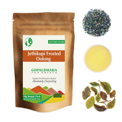 Gopaldhara Darjeeling Frosted Autumn Flush Tea Sample Pouches - Pack Of 5 Teas X 10gm, 0.35 Ounce Each | Autumn Flush Low Caffeine Loose Leaves