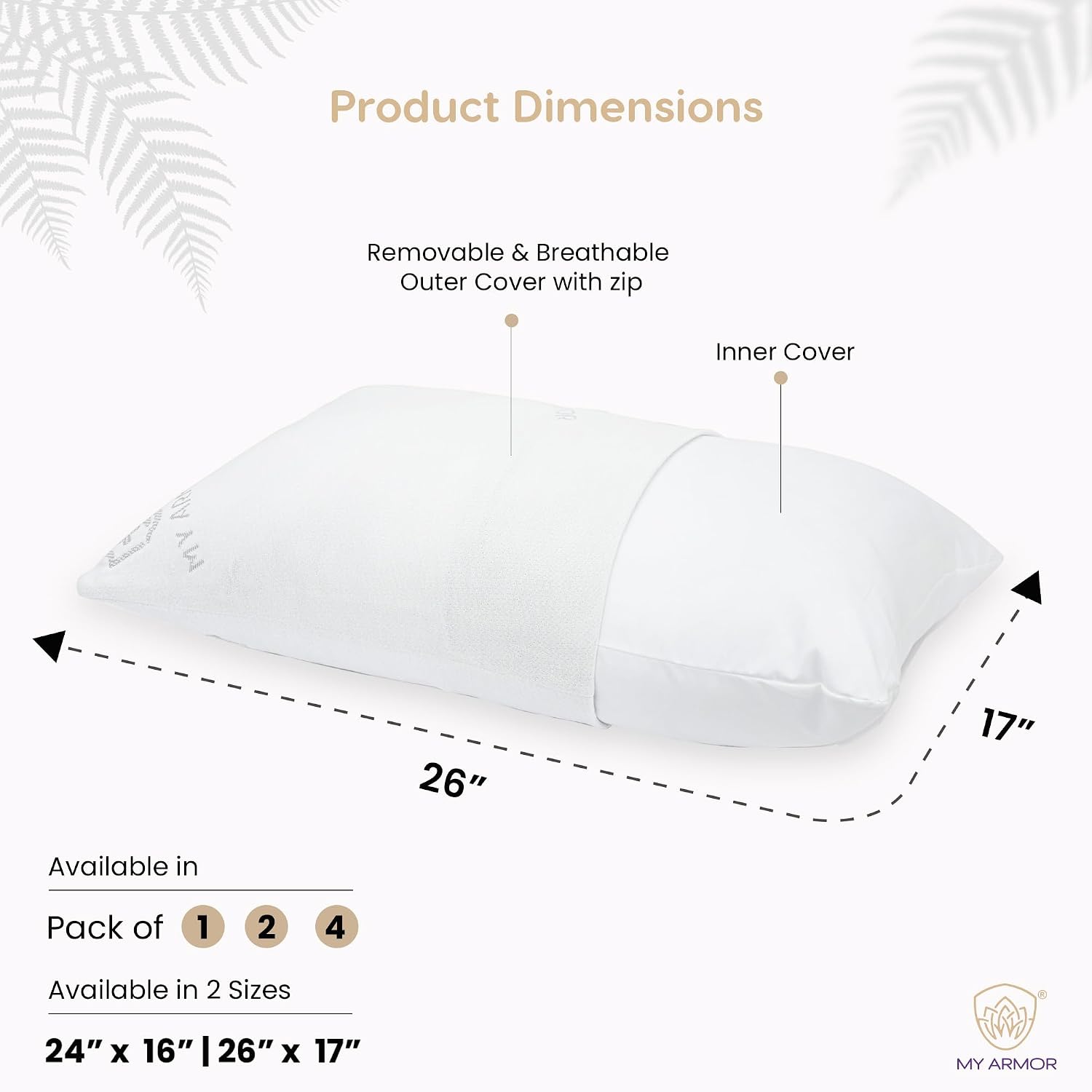 Microfiber Bed Pillows For Sleeping With Removable Zipper Cover - 26x17 Inches | White Pillows, Rectangular Shape, Easy Maintenance, Superior Softness, Best Pillow - Pack Of 4
