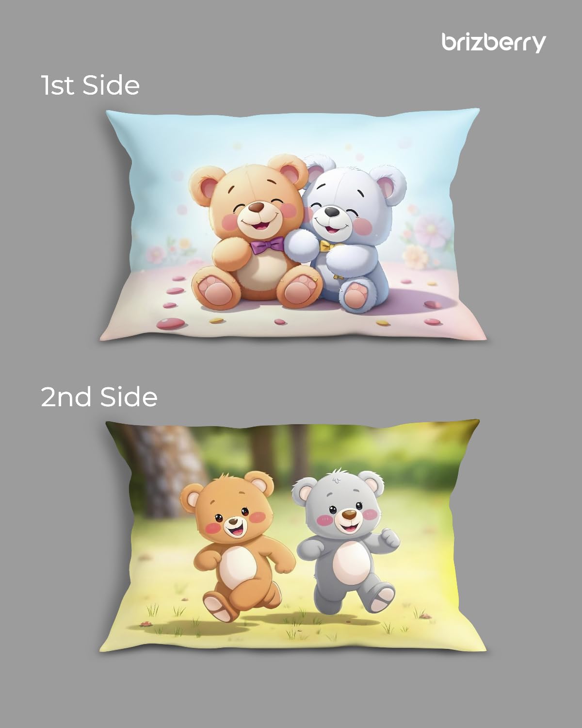 Kids Pillow Cushion With Super Soft Fabric, Animal & Cartoon Prints - 12x18 Inches | Dual Sided Design, Durable & Easy Care | Large & Versatile, Multi-Purpose, Made In India - Design 24