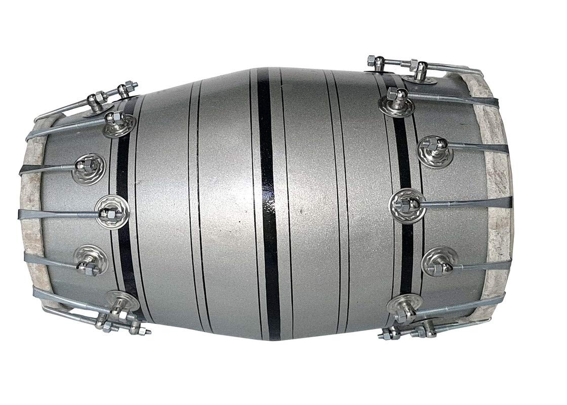 Wooden Musical Dholak Instrument Drum Nuts & Bolt - Silver | Perfectly Symmetric Round Dholak - Dholak For Festival, Wedding, Satsang | Very Easy To Tune