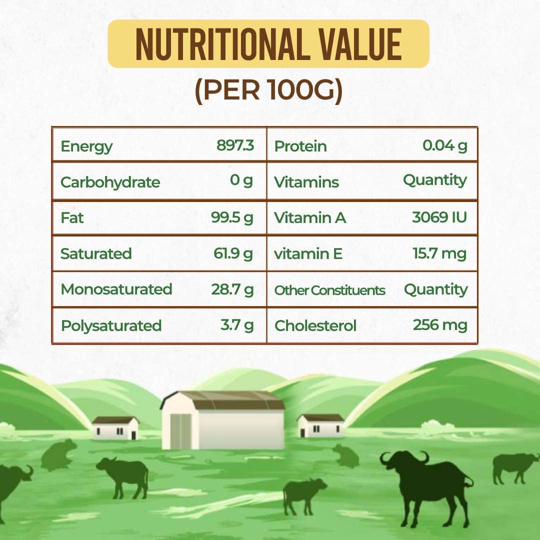 Pure Murrah Buffalo A2 Desi Ghee By Shahji | High In Protein Fiber & Nutrients Healthy Desi Ghee For Improves Digestion | (1 Litr) 33.8 Ounce | Jar Pack