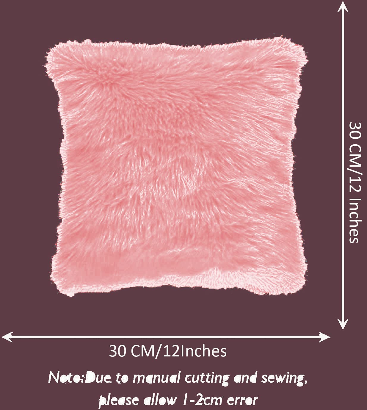 Small Fur Pillow, Cushions For Sofa - Baby Pink, Light Green, White & Black, Standard Size - 12 X 12 Inches | Soft Pillow, Washable, Easy To Clean - Pack Of 4 | Best Pillow - Model 2
